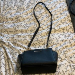 Michael Kors Black Saffiano Leather Selma Crossbody Bag with Dust Bag